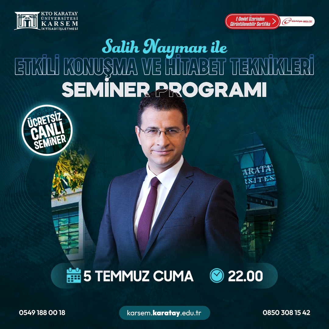 ÜCRETSİZ - Salih Nayman ile Etkili Konuşma ve Hitabet Teknikleri Semineri